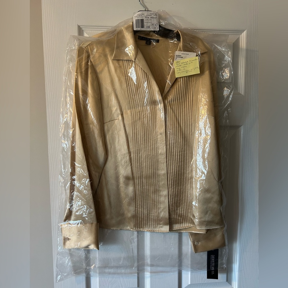 Rye colored tuxedo shirt 100% silk